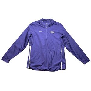 Nike TCU Windbreaker Jacket Men M Purple Polyester 1/4 Zip Horned Frogs Pullover
